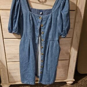 Old Navy Blue Button-Front Midi Dress